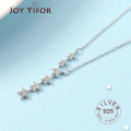 Silver color necklace ladies elegant chain necklace fashion stars tassel sterling silver jewelry round r necklace.