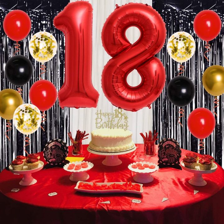 Red%20and%20Black%2018th%20Birthday%20Party%20Decorations%20with%20Number%2018%20Foil%20Balloon%20Cake%20Topper%20and%20Curtain%20for%20Boys%20Girls%2018th%20Birthday%20-%20Image%203