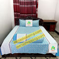 Cotton Fabric (সুতি কাপড়) Printed 7.5 by 8 Feet Double King Size Bedsheet Set with Two Pillow Covers.
