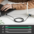 (NEW) Cat 7 Flat Ethernet Cable Nylon Braided Gigabit Flat Cat7 RJ45 LAN Cable High Speed Internet Network Patch Cord 10Gbps Compatible for PS5 Gaming PS5 PS4 Xbox One PS3 PC Laptop Computer.
