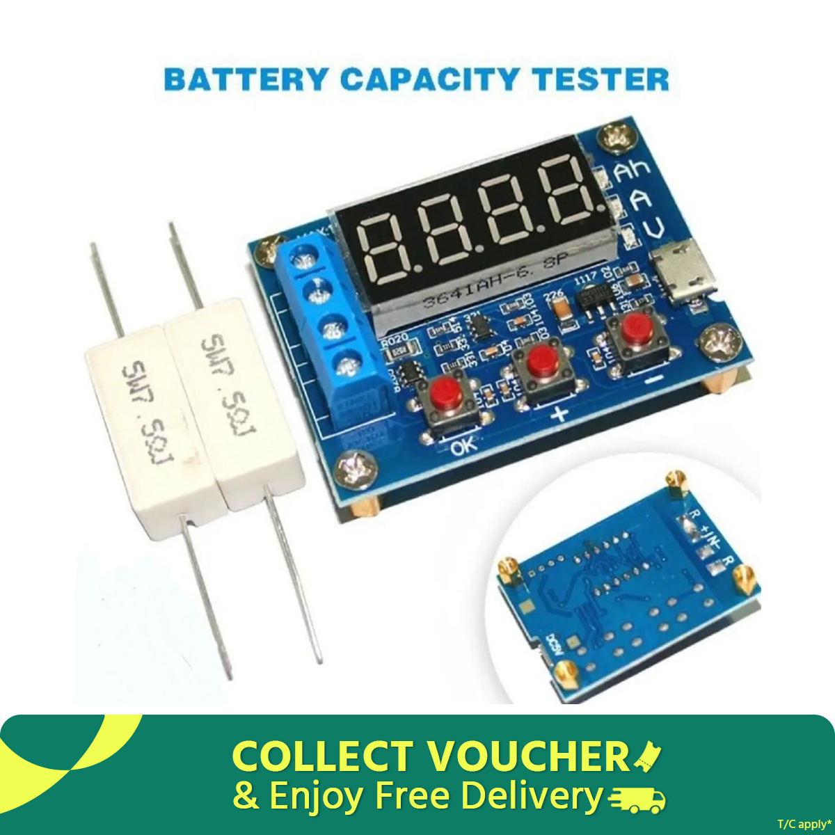 HW-586 ZB2L3 Battery Tester LED Digital Display 18650 Lithium Battery Power Supply Test Resistance Lead-acid Capacity