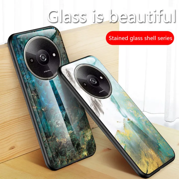 Biruiqu%20For%20Redmi%20A3X%20Shockproof%20Fashion%20Marble%20Tempered%20Glass%20Back%20Case%20Cover%20-%20Image%203