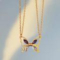 Fashion Romantic Magnetic Couple Necklaces Zirconia Hollow Butterfly Pendant Collarbone Chain Charm Necklace for Women BBF Jewelry Gifts Qoddess. 