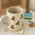 Cutelife Cute Bear Beige Ceramic Coffee Mug Cup Kitchen Milk Tea Breakfast Drinking Cup Nordic Decoration Home Couple Gifts Mug. 