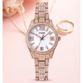 SKMEI 1741 Women Stainless Steel Analogue Date Watch For -Rose Gold. 