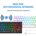 (Ready Now)RK61 61 Keys Bluetooth / 2.4G Wireless / USB Wired Three Modes Brown Switch Gaming Mechanical Keyboard with RGB Backlight, Cable Length: 1.5m. 