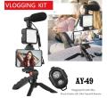 AY-49 Smartphone & Camera Vlogging Studio Kits Video Capture Photography Costume with Microphone LED Spotlight Mini Tripod - Dhaka Shopping Zone.