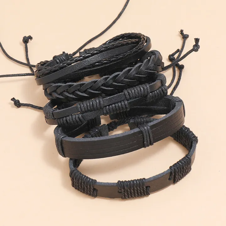 Men's%20Bracelets%20Set%205pcs%20Mixed%20Leather%20Wrap%20Bracelet%20Black%20Bangles%20Punk%20Male%20Rock%20Male%20Jewelry%20Accessory%20Small%20Gift%20-%20Image%205
