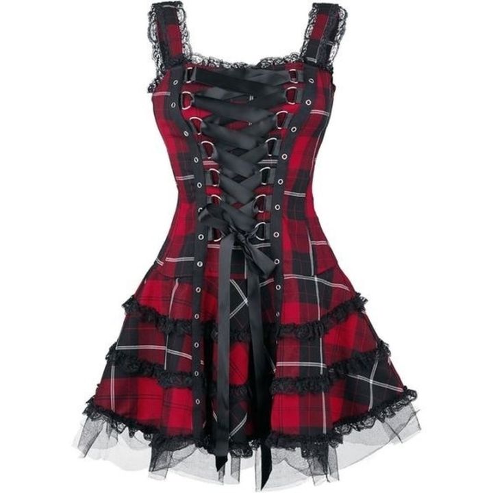 Dress%20Women%20Classic%20Frill%20Lace%20Dresses%20Sleeveless%20Plaid%20Vintage%20Gothic%20Mini%20Dresses%20Ball%20Gowns%20Cosplay%20Costume%20Plus%20Size%20Dress%20-%20Image%203