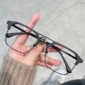 2023 Anti-Blue Light Glasses, Stylish Retro Black Frame Men's Prescription Glasses, Clear Lens 0~-400°. 