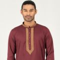 Semi Fit Embro Panjabi - Maroon. 