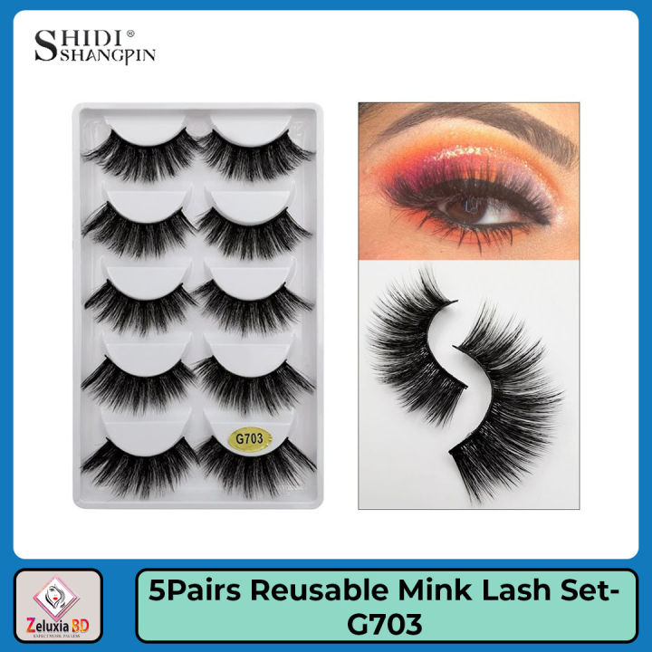 SHIDISHANGPIN 5 Pairs G700 Series Reusable Handmade 3D Mink Eyelash Box