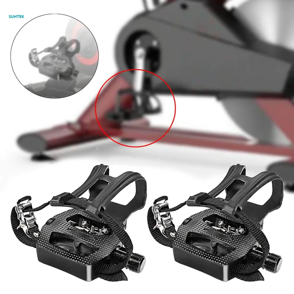 Bike Pedal Toe Clips Cage, Pair Cycling Pedals with Integrated
