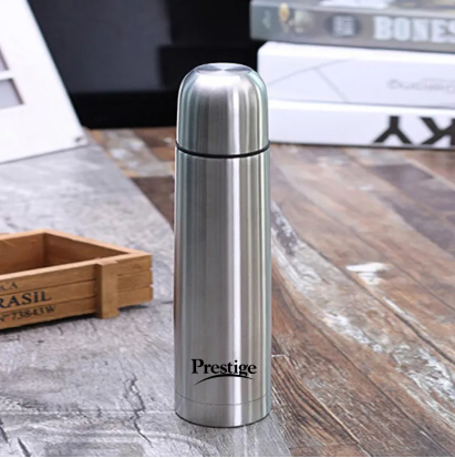 Prestige Thermopro Flask, Stainless Steel Insulated 24 Hours Hot or Cold Bottle Flask, 350 ml Silver vacuum flask