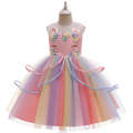 2024 New Girl's Princess Unicorn Puff Children's Dress.