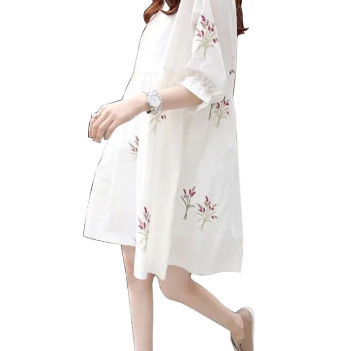 2023 Loose Summer Maternity Dresses Cotton Blouses Shirts Pregnant Dress Pregnancy Dress Maternity Clothes for Pregnant Women