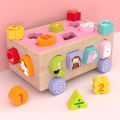 Children's Digital Animal Building Block 18 Hole Intelligence Car Geometric Shape Matching Elephant Towing Ground Squirrel Classification Box. 