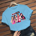 Black pink Korean style printed Summer loose casual ins T-shirt. 