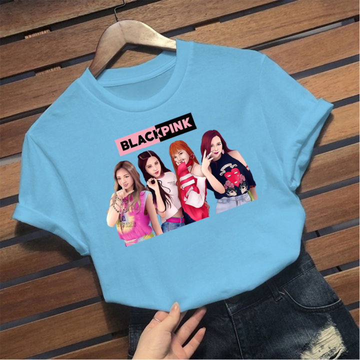 Black%20pink%20Korean%20style%20printed%20Summer%20loose%20casual%20ins%20T-shirt%20-%20Image%202