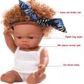 【The road to happiness Store】35CM Black Skin Reborn Dolls Toys Full Body Silicona Silicone Curly Hair Kids Baby Bath Toys Companion Bebe Dolls. 