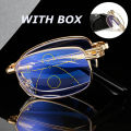 Classic Progressive Reading Glasses Men Women Bifocal 4 In 1 Folding Eyewear Collapsible Anti-blue Light Eyeglasses with Box.