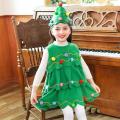 New Year Kids Santa Tree Toddler Baby Green Xmas Clothes Party Green Dress Set For Children Christmas Costume Christmas Tree Set. 