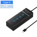 4 ports of high speed USB hub high-speed USB 3.0 SPLETER BLACK BLACK.