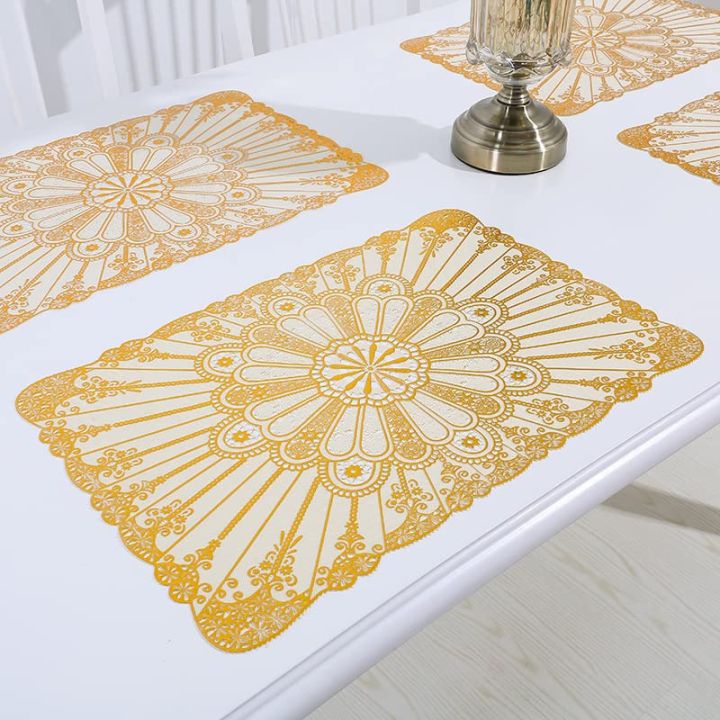 Golden Patterned Table Mat 6 Pieces
