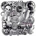 50 Pcs Metallic Black and White Stickers Graffiti Sticker for Laptop Luggage Car Styling Wall Guitar Cool Stickers. 