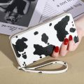 Cow Print Long Wallet, Women's Cute Versatile Faux Leather Zipper Wallet. 