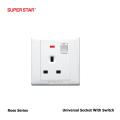 Rose Series Rose 3 Pin Socket With Neon - White. 