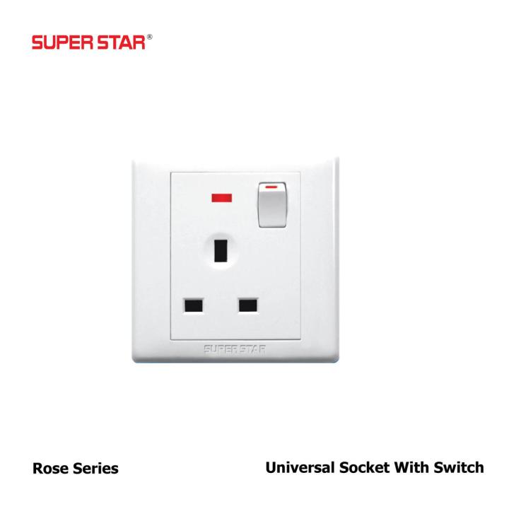 Rose Series Rose 3 Pin Socket With Neon - White