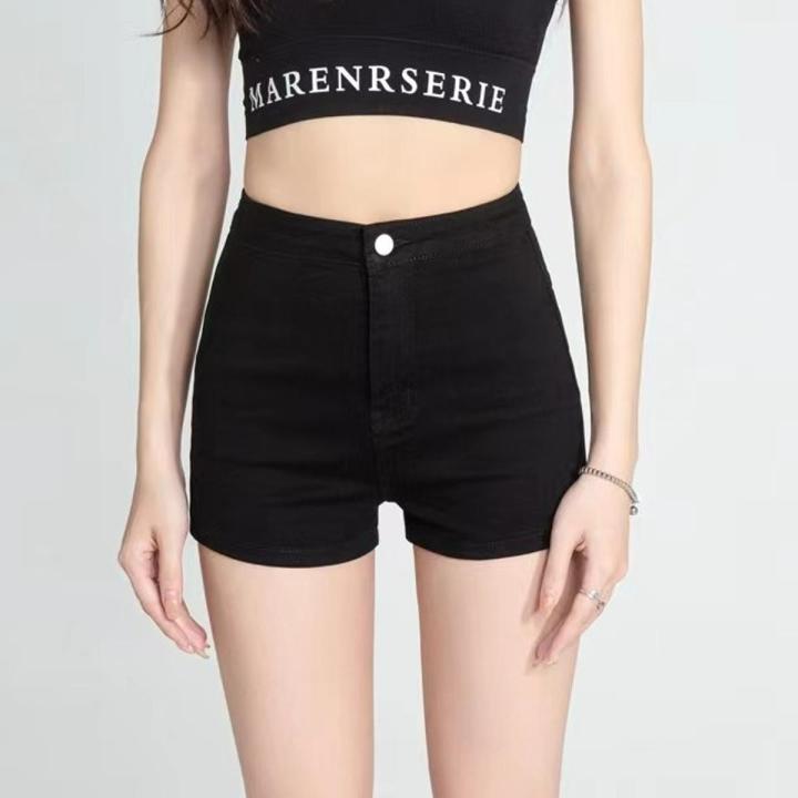 insSummer Tight High Elastic Hot Pants Slimming Sheath Black High