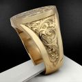 Luxury Gold Plated Coat of Arms Sweet Signet Engraved Rings for Men Women Hip Hop Dance Party Court Style Ring Jewelry Gift.