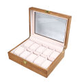 Watch Organizer Wooden Watch Box 10 Slots Large Watch Display Storage Case with Clear Lid for Bracelet Necklace Wooden Watch Box. 