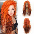 Long Fluffy Curly Wig for Women Ombre Orange Ginger Natural Wavy Hair Wig Ash Blonde Synthetic Loose Deep Wave Wig Cosplay. 