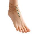 European and American cross-border jewelry summer new style glass colored crystal beads toe chain multi-layer metal chain anklet for women.