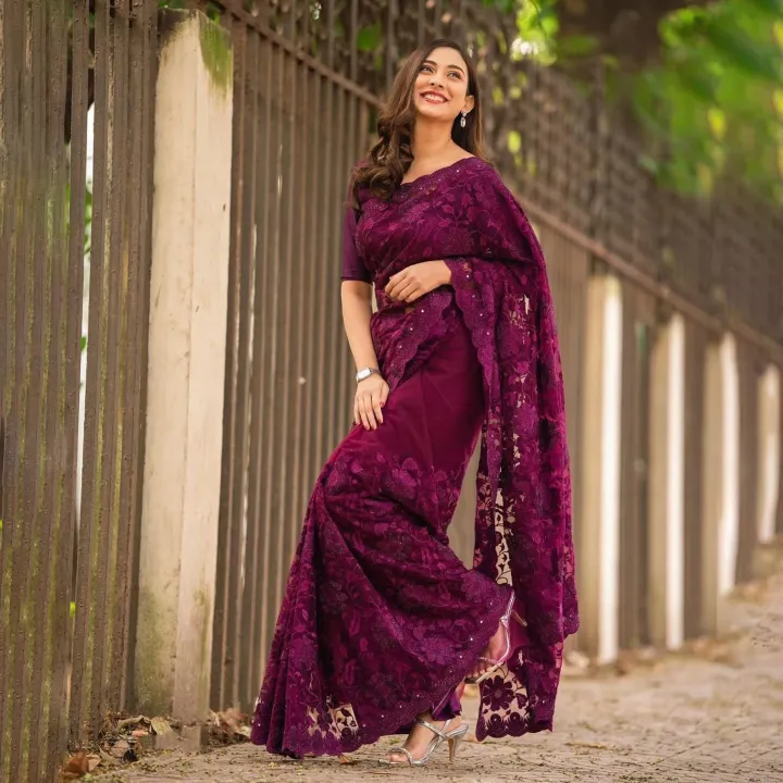Indian%20Weightless%20Georgette%20Saree%20Black%20Color%20High%20Quality%20Embroidery%20Work%20On%20Blouse%20-%20A%20Touch%20of%20Opulence%20and%20Grace%20-%20Sari%20-%20Image%202