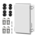 Waterproof Outdoor Project ABS Junction Box Dustproof Enclosure Stainless Steel+ABS with Hinged Cover, Mounting Plate.
