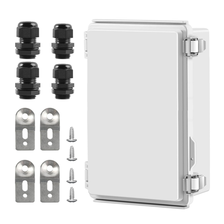 Waterproof Outdoor Project ABS Junction Box Dustproof Enclosure Stainless Steel+ABS with Hinged Cover, Mounting Plate