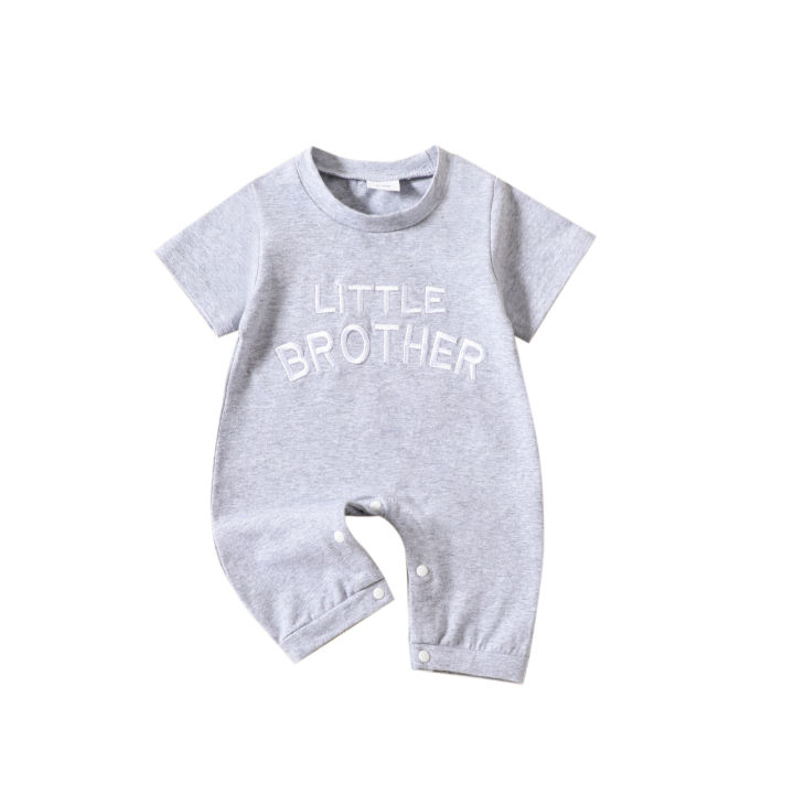 GC Baby Boys Romper Infant Short Sleeve Round Neck Romper Little Brother Newborn Summer Jumpsuit Outfit