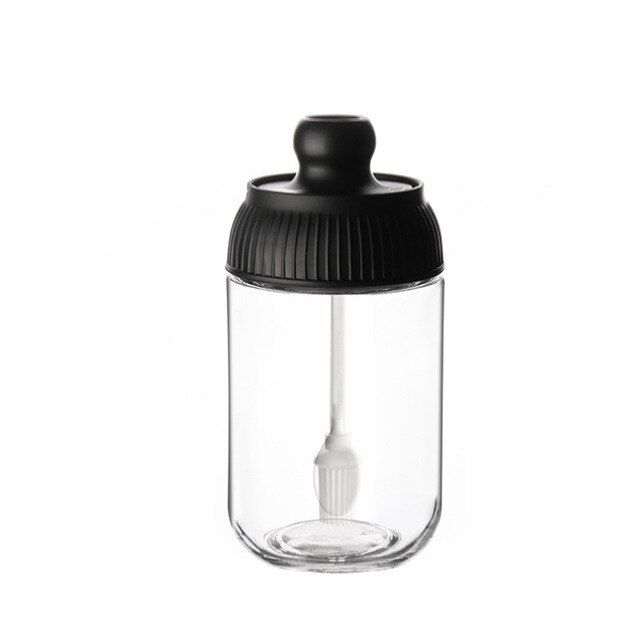 Kitchen Seasoning Bottle Set Household Sealed Moisture Proof Spoon Cover Integrated Glass Seasoning Jar