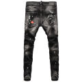 Street Fashion Men Jeans Retro Black Gray Elastic Stretch Slim Fit Ripped Jeans Men Printed Designer Hip Hop Brand Pants Hombre. 