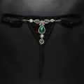 Luxury Rhinestone Green Waterdrop Panties for Sexys G String Women Vintage Thong Y2k Bikini Underwear Jewelry Gifts.