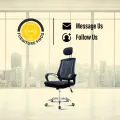 FF Ec-07SB [V-MESH] Black Smart Executive office Chair With Head Rest. 