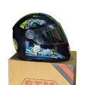 FULL FACE STM BIKE HELMET FOR SAFETY RIDE- BLACK & BLUE GRAPHICS. 