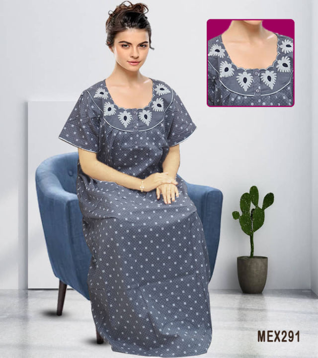 Pure%20cotton%20fabric%20ball%20print%20century%20applique%20maxi%20for%20women%20-%20Image%209