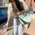 Canvas Ladies Shoulder Bag Adjustable Strap Casual Accessory Cotton Cloth Material Canvas Crossbody Bag Trendy Stylish Design Canvas Handbag for Female Students School Accessory Daily Commute Fashion. 