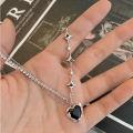 Purple Black Love Shape Pendant Necklace Heart Star Crystal Splice Chain For Women Girl Jewelry Accessories Gift 1Pcs.