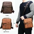 JEEP BULUO Man's Crossbody Shoulder Bag Backpack For Men- Brown. 